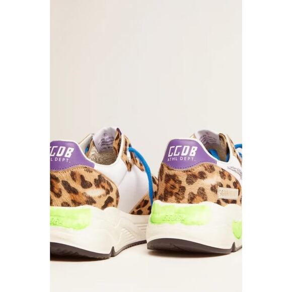 Golden Goose Running Sole Sneakers - Eu 38 Us 8 Leopard Pony/Silver - Picture 5 of 5